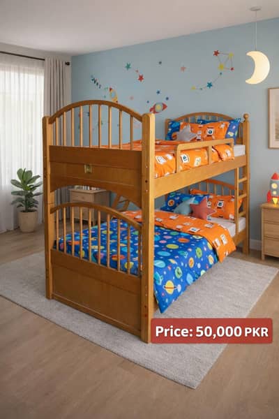 Solid Wooden Bunk Bed for Kids l strong & safe l Excellent condition