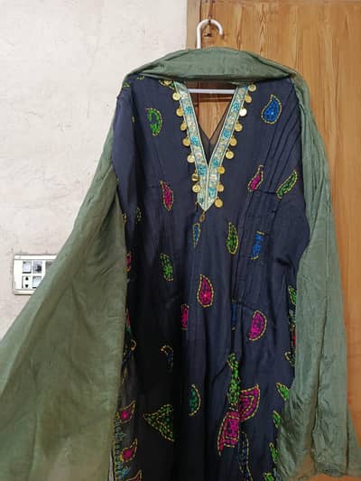 Embroided Kaftan with Dupatta