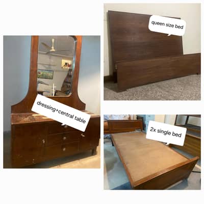 QUEEN SIZE BED/ SINGLE BED/ ROOM FURNITURE/ PURE WOODEN