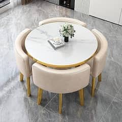 6 seater dining table/UV top table/metal steel chair/luxury dining set