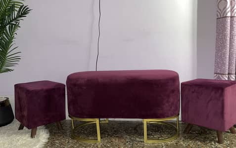 Purple Iron Rod Sethi with Wooden Stools