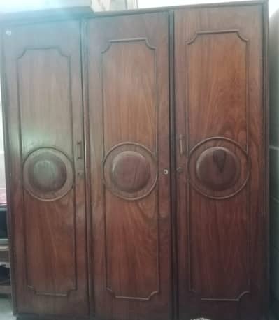 3-Door Wooden Wardrobe for Sale – Good Condition