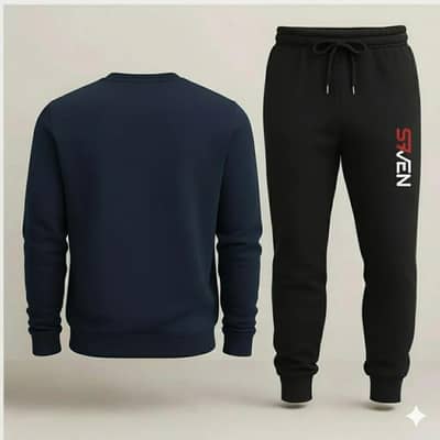 Seven-7 Printed Fleece SweatShirt Tracksuit for Men