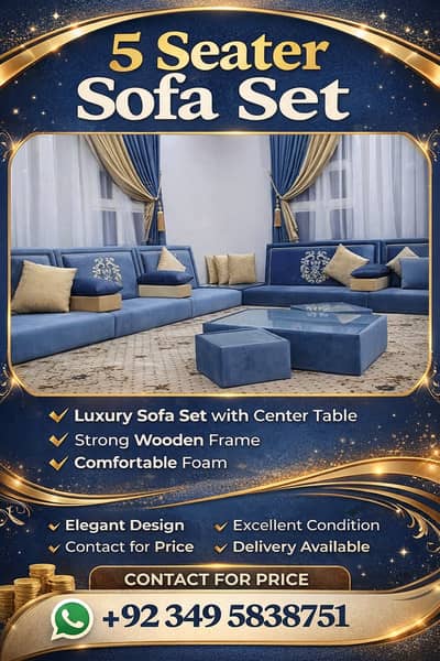 5 Seater Sofa Set with Table – Luxury Design