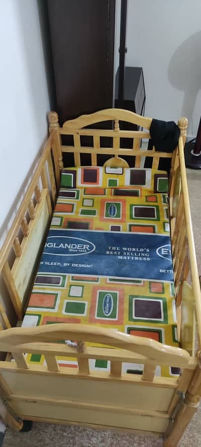 Wooden Kids Bed. Baby Cot. With Mattress