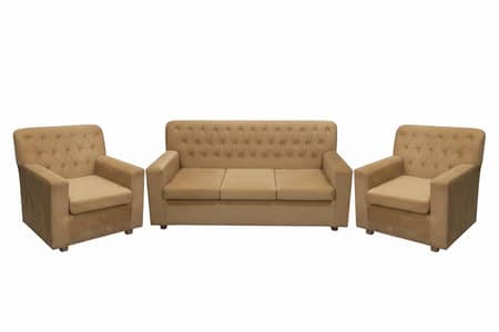 Premium 5-Seater Sofa Set (3+1+1) – Velvet Fabric & Tufted Design