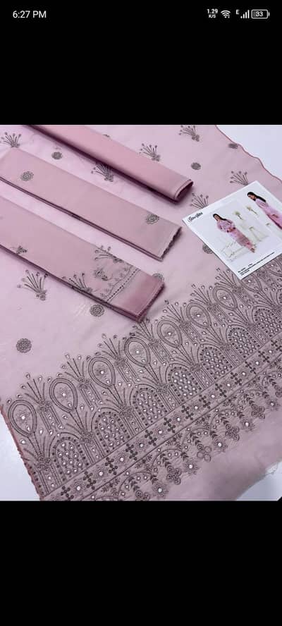 next pink colour chickenkari Daman lawn two piece