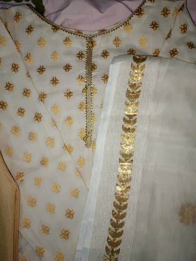 3 piece lawn suit with organza dupatta