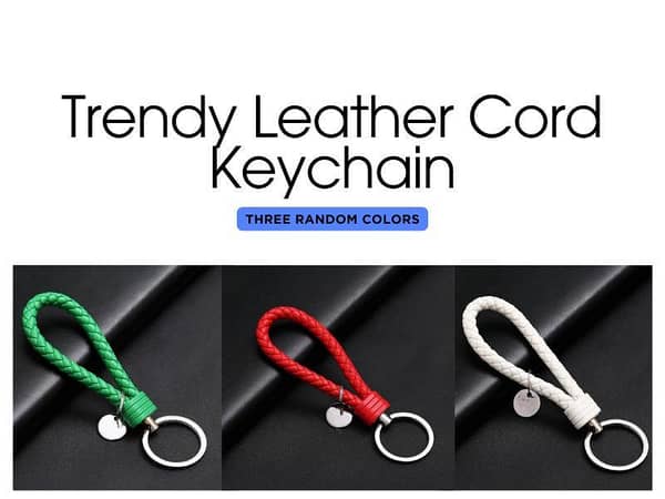 Trendy Leather Cord Keychain | 3 Pcs Colored