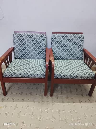 Strong Wooden Sofa Set (3+2) – Clean & Comfortable –With coushions