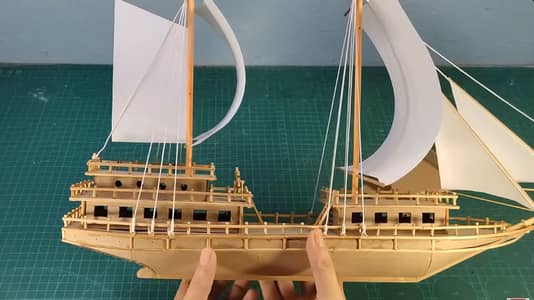 Handmade Wooden Sailing Ship Model | Crafted by Benny