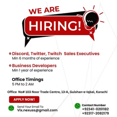Looking a Sales executives and business Developers