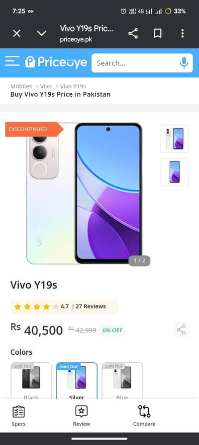 Vivo y19s 4+4/128