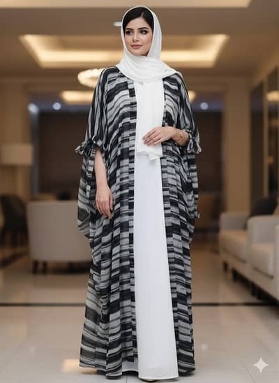 Trending 4pcs set Abaya|Premium quality butterfly abaya