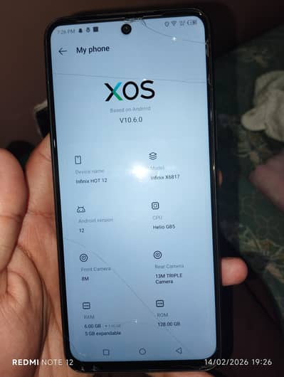 Infinix hot 12.6+5ram 128 rom available for sale