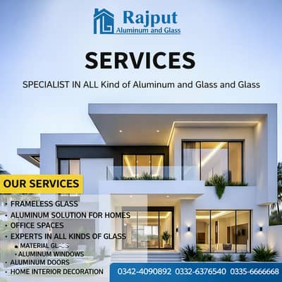 Aluminum & Glass Work for Houses ,Glass & Aluminumsolutions for office