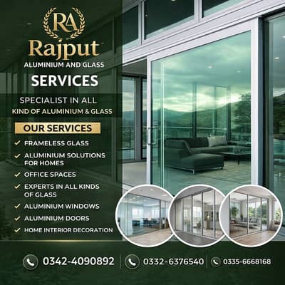 Office glass partitions, aluminum doors & windows. Home Interior Glass