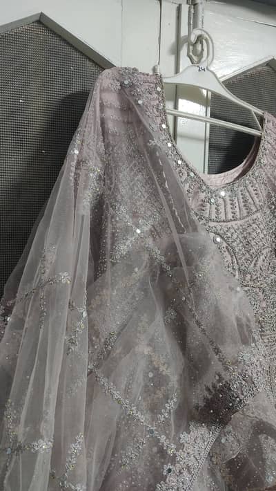 Purple Maxi Walima Dress heavy emroidery