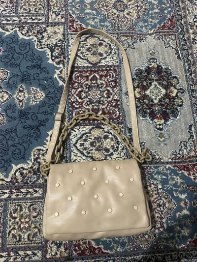 Borjan Soft Leather Crossbody Beige Bag