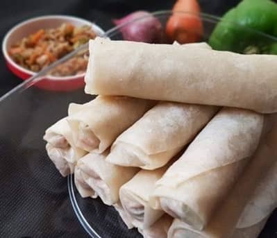 Homemade Tasty Vegetables and chicken Rolls Frozen