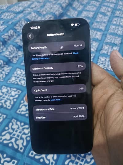 15 pro max jv blue scratchless with box 87 health