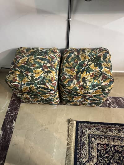 2 Stylish Floral Ottoman / Pouf Seats – Excellent Condition