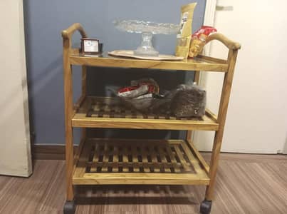 tea trolley  Wooden Original folding 5 pieces inner 3 glass