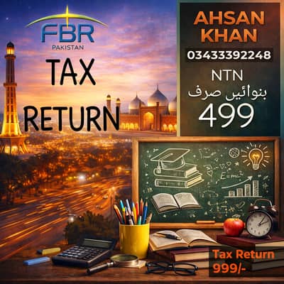 Income tax Return filling, Sale tax Return, NTN Registration, SECP,