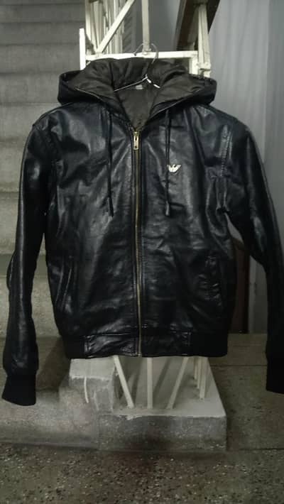 Emporio Armani Leather Jacket Big logo For Boy's