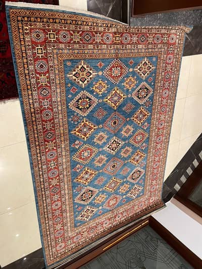 Handwoven Afghan Kazak Wool Carpet | Large Size, Original