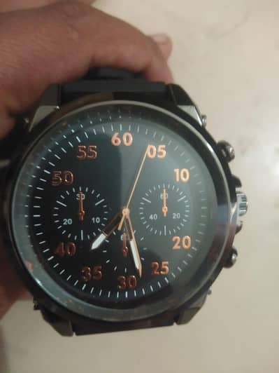 premium black chronograph men's watch silicon strap like new