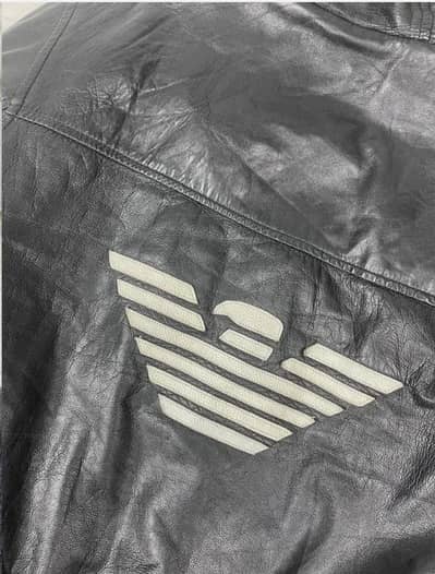 Emporio Armani Leather Jacket Big logo For Boy's