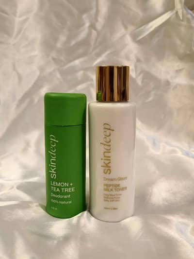 Skindeep Tea + Lemon Deodrant and Dream Glaze Milk Peptide Toner