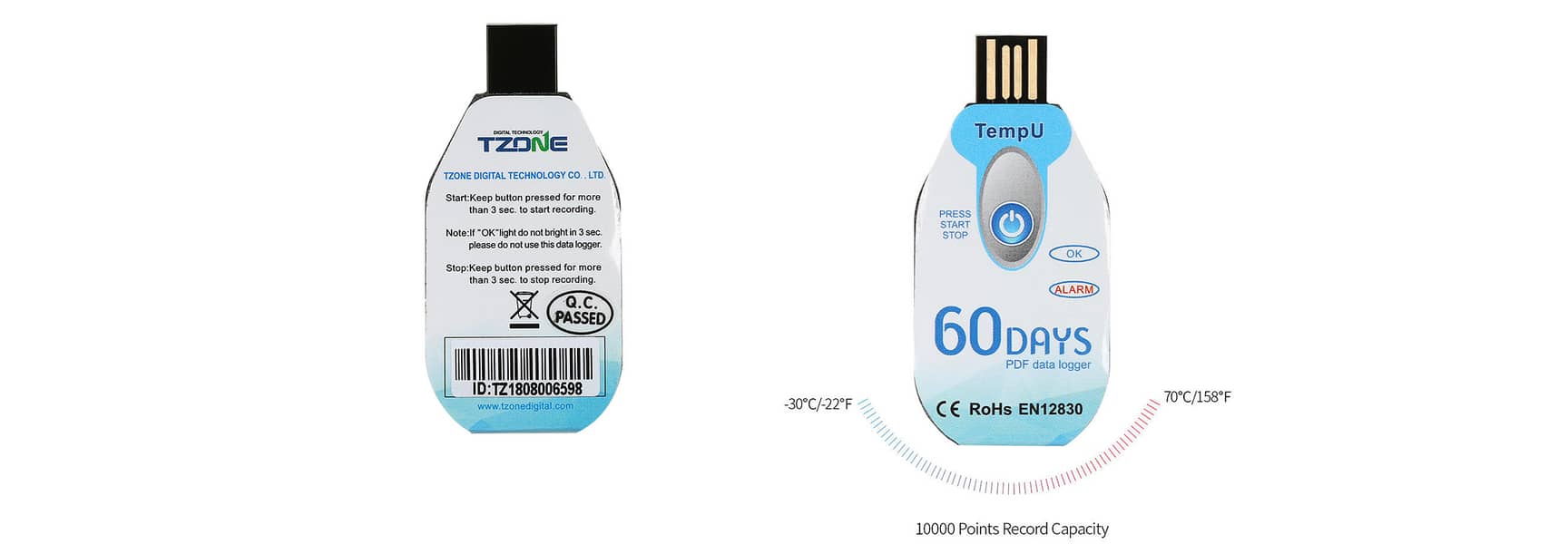 Tzone TempU02 Data Logger | Single Use PDF Temperature Data Logger 3
