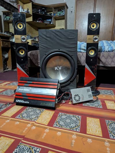 home theater sound system base tube subwoofer side tower speaker