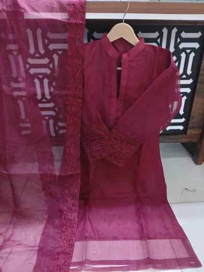 Sleeves,Dupatta Border Embroidered 3Pcs