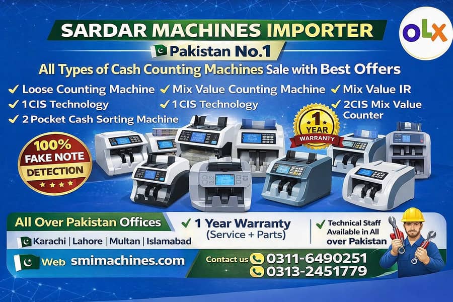 Cash counting machine, Note counting machine, Jali note detection-PKR 2