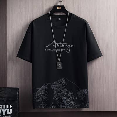 short sleeved t. shirt mens summer new mountain print fashion