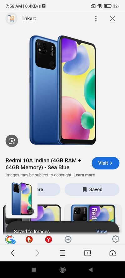 redmi 10A 4gb 64gb with box argent sale