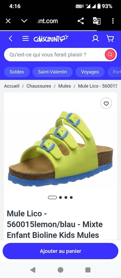 Mule Lico unisex Sandl lemon Blue  7/8 Year