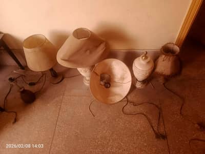 Old and used table lamps