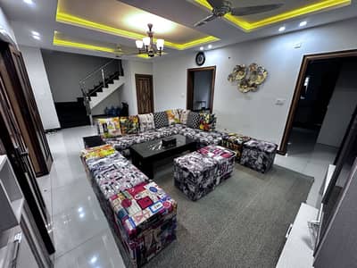 Large Size L-Shaped Sofa with 8 Ottomans and Table