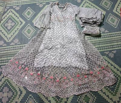 Bridal walime maxi in silver colour