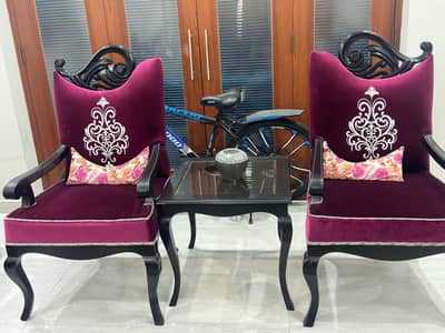 Bedroom chair with coffee table