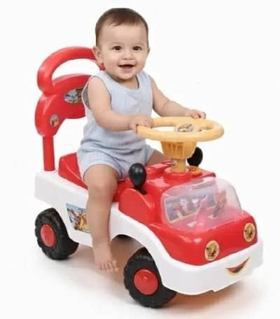 kids riding car with wide. long back support including light music
