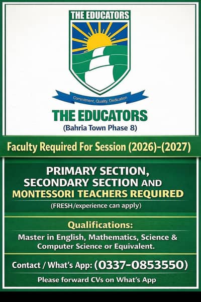 Teachers/ Faculty Required