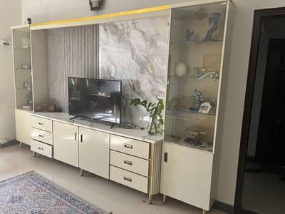 LED Console/complete media wall with side cabinets