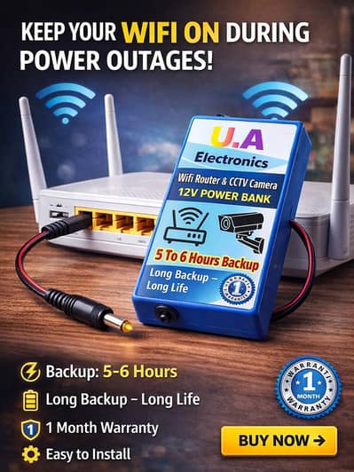 12V Wifi Router Power Bank - 5 to 6 Hours Backup | 1 Month Warranty