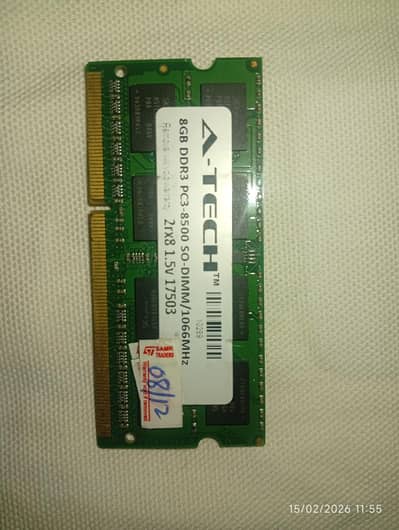 8GB DDR3 Laptop RAM 1066MHz (PC3-8500) – A-Tech – 100% Working
