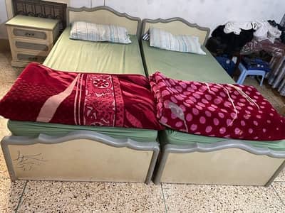 Double Spring Bed Set with Side Tables